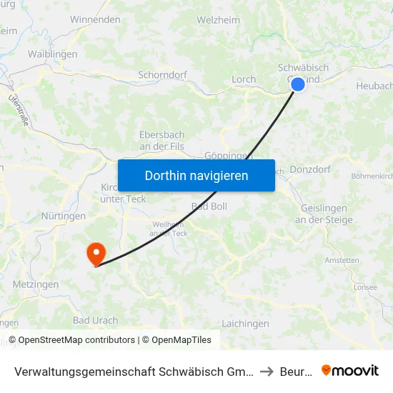 Verwaltungsgemeinschaft Schwäbisch Gmünd to Beuren map