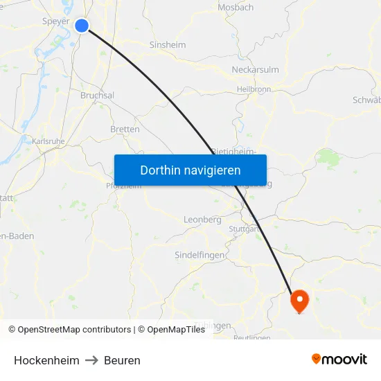 Hockenheim to Beuren map