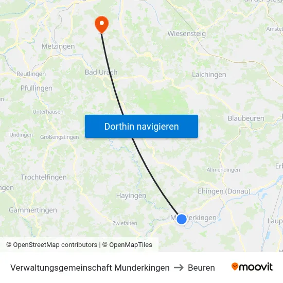 Verwaltungsgemeinschaft Munderkingen to Beuren map
