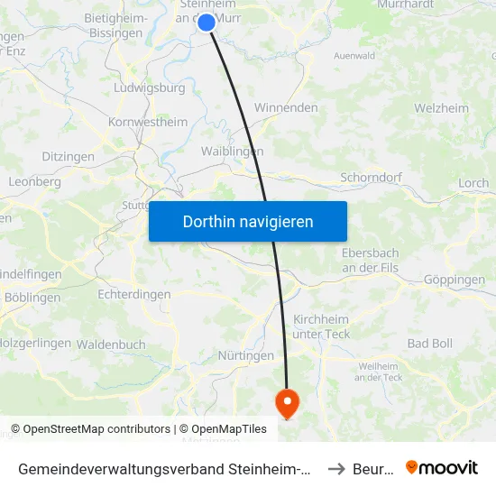 Gemeindeverwaltungsverband Steinheim-Murr to Beuren map