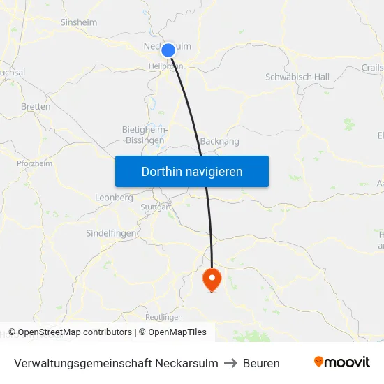 Verwaltungsgemeinschaft Neckarsulm to Beuren map