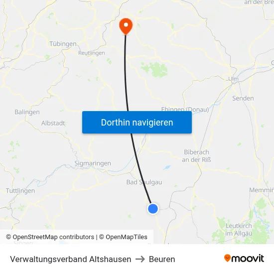 Verwaltungsverband Altshausen to Beuren map
