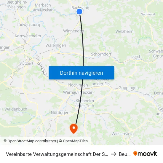 Vereinbarte Verwaltungsgemeinschaft Der Stadt Backnang to Beuren map