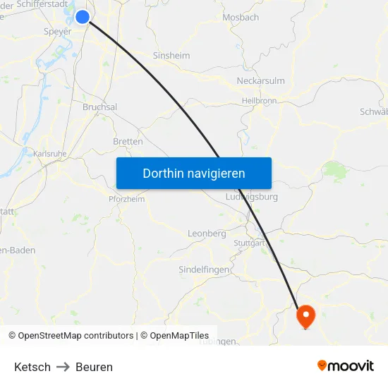 Ketsch to Beuren map