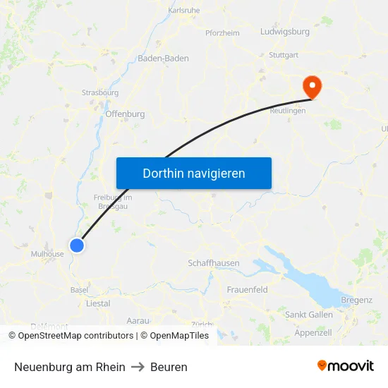Neuenburg am Rhein to Beuren map