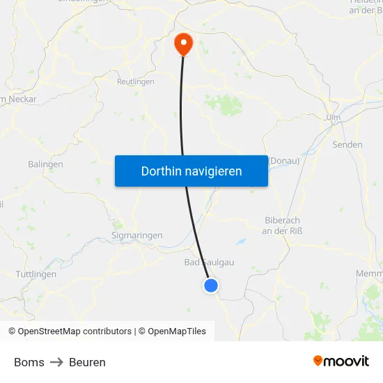 Boms to Beuren map