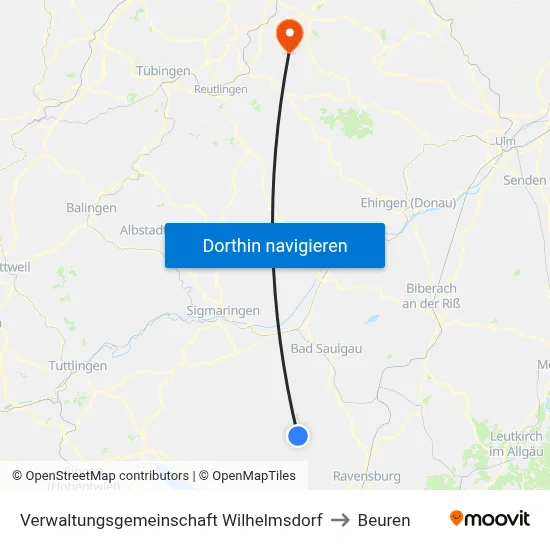 Verwaltungsgemeinschaft Wilhelmsdorf to Beuren map