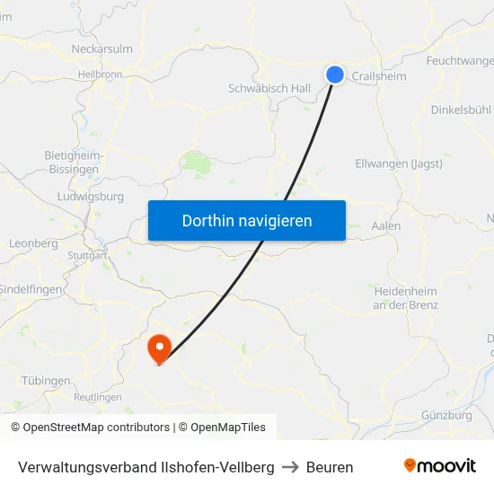 Verwaltungsverband Ilshofen-Vellberg to Beuren map