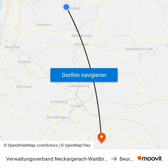 Verwaltungsverband Neckargerach-Waldbrunn to Beuren map