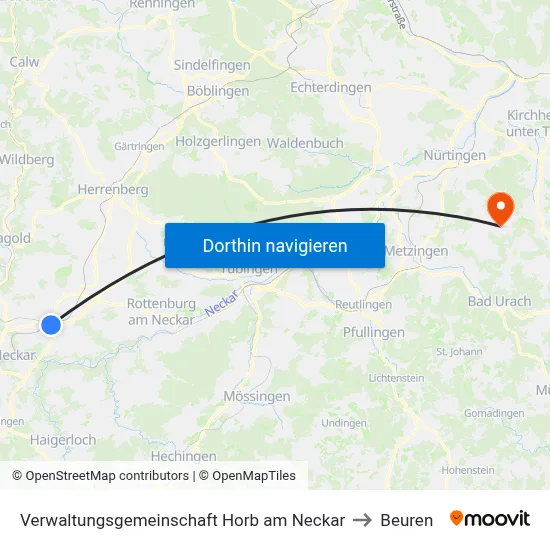 Verwaltungsgemeinschaft Horb am Neckar to Beuren map