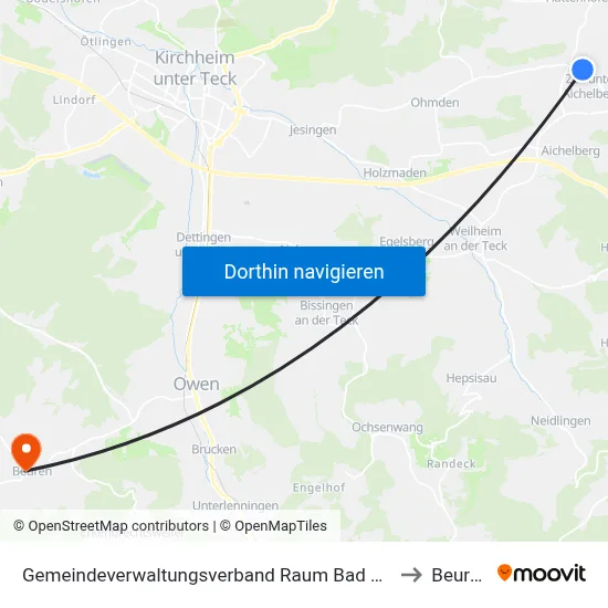 Gemeindeverwaltungsverband Raum Bad Boll to Beuren map