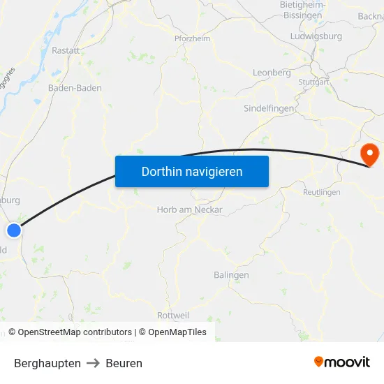Berghaupten to Beuren map