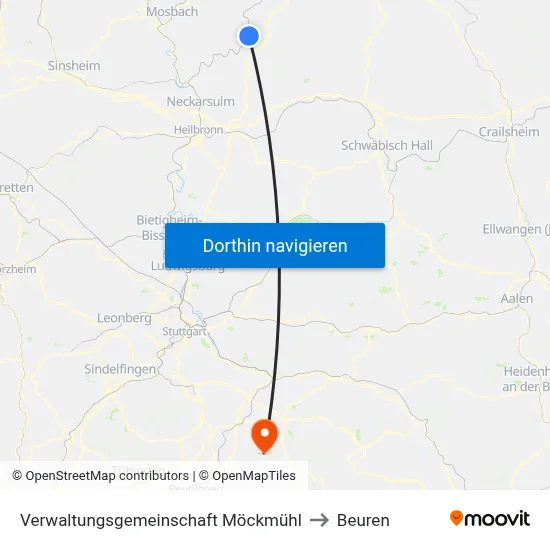Verwaltungsgemeinschaft Möckmühl to Beuren map