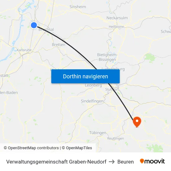 Verwaltungsgemeinschaft Graben-Neudorf to Beuren map