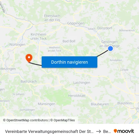 Vereinbarte Verwaltungsgemeinschaft Der Stadt Geislingen An Der Steige to Beuren map