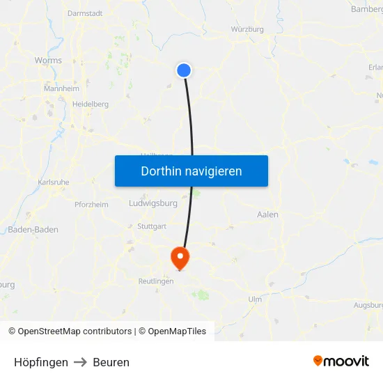 Höpfingen to Beuren map