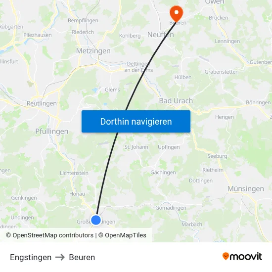 Engstingen to Beuren map