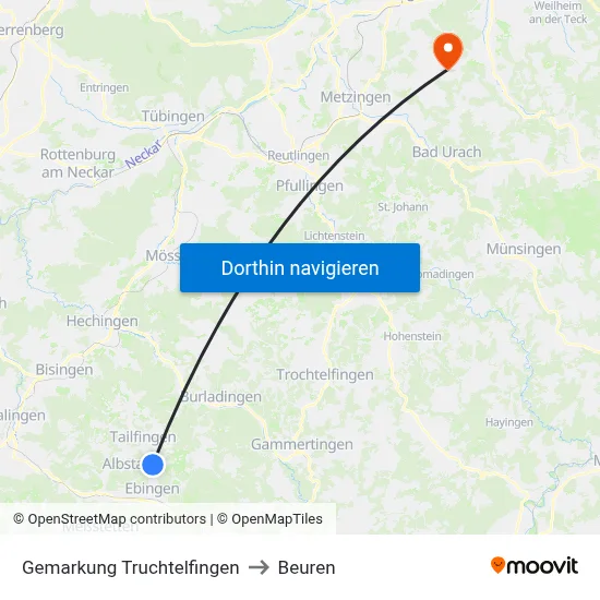Gemarkung Truchtelfingen to Beuren map