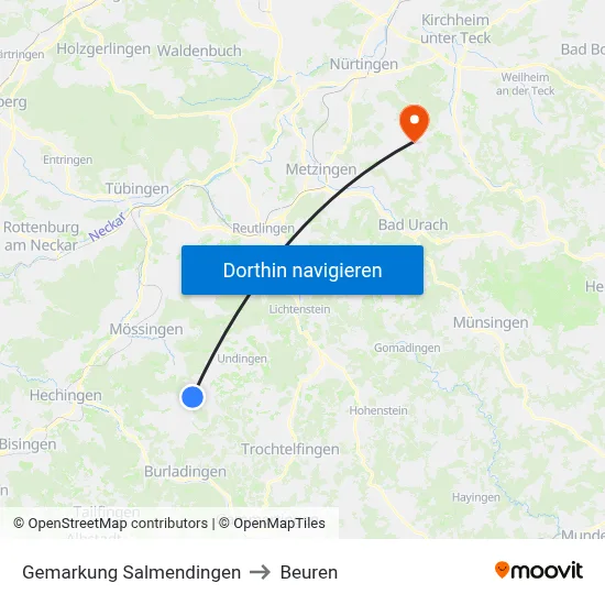 Gemarkung Salmendingen to Beuren map