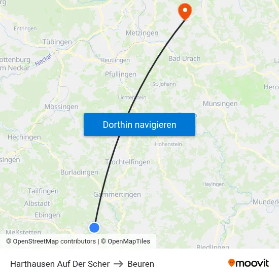 Harthausen Auf Der Scher to Beuren map