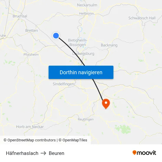 Häfnerhaslach to Beuren map