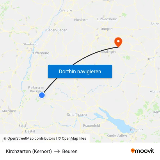 Kirchzarten (Kernort) to Beuren map