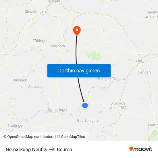Gemarkung Neufra to Beuren map