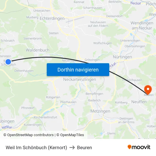 Weil Im Schönbuch (Kernort) to Beuren map