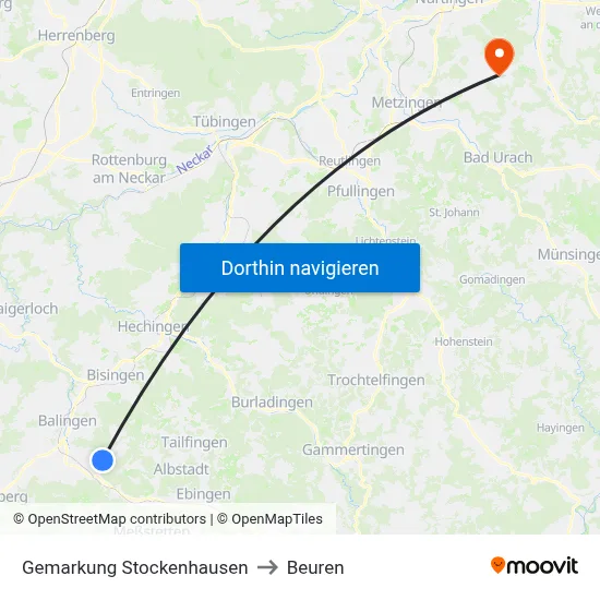 Gemarkung Stockenhausen to Beuren map