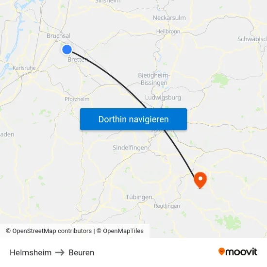 Helmsheim to Beuren map