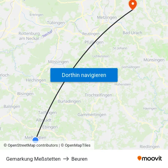 Gemarkung Meßstetten to Beuren map