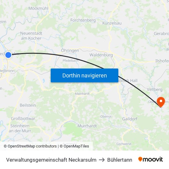 Verwaltungsgemeinschaft Neckarsulm to Bühlertann map