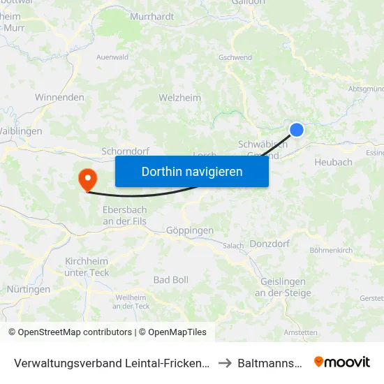 Verwaltungsverband Leintal-Frickenhofer Höhe to Baltmannsweiler map