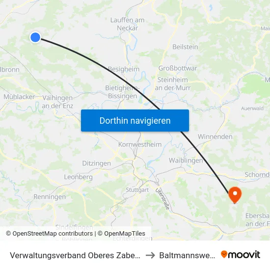 Verwaltungsverband Oberes Zabergäu to Baltmannsweiler map