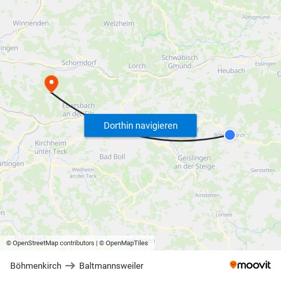 Böhmenkirch to Baltmannsweiler map