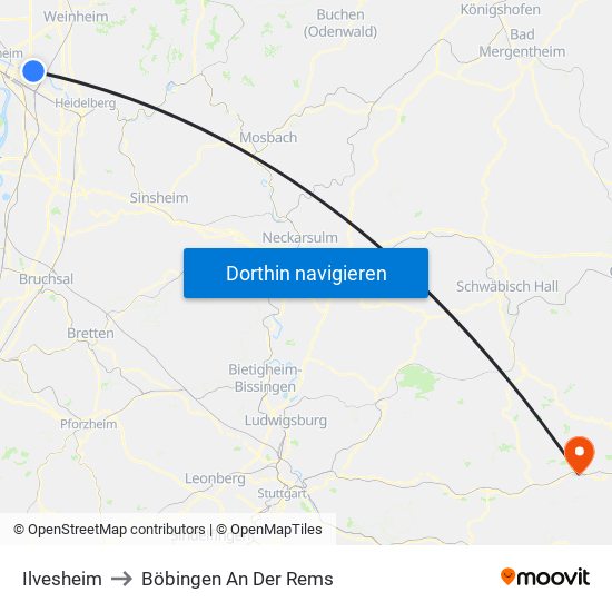 Ilvesheim to Böbingen An Der Rems map