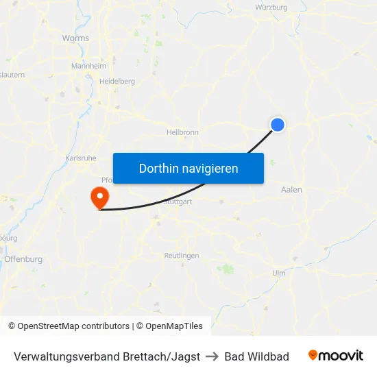 Verwaltungsverband Brettach/Jagst to Bad Wildbad map