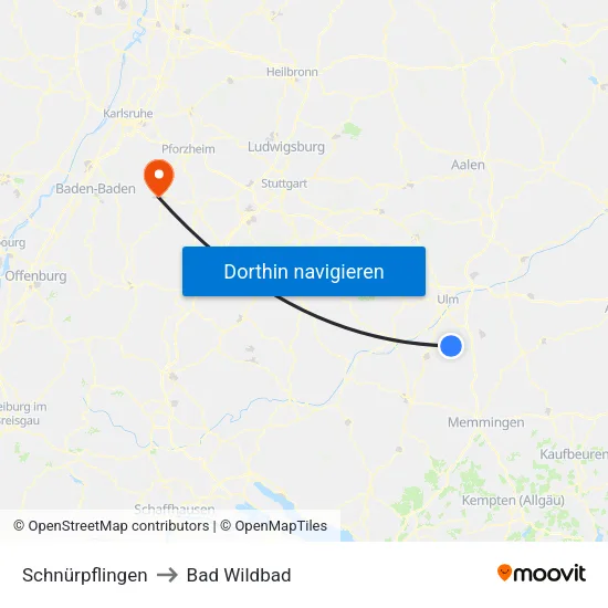 Schnürpflingen to Bad Wildbad map