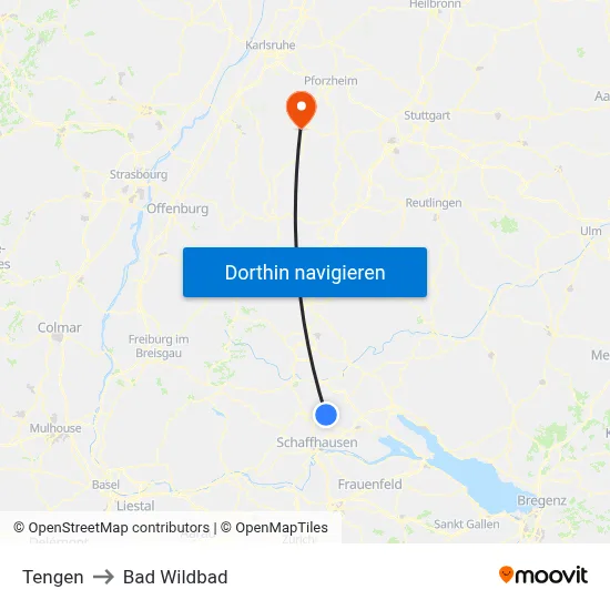 Tengen to Bad Wildbad map