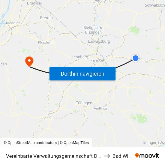 Vereinbarte Verwaltungsgemeinschaft Der Stadt Schorndorf to Bad Wildbad map