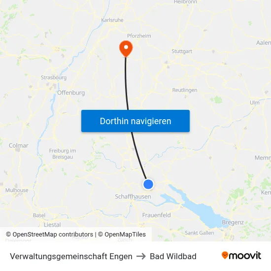 Verwaltungsgemeinschaft Engen to Bad Wildbad map
