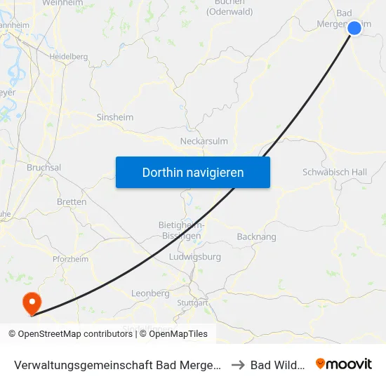 Verwaltungsgemeinschaft Bad Mergentheim to Bad Wildbad map