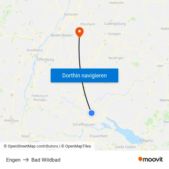 Engen to Bad Wildbad map