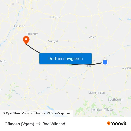Offingen (Vgem) to Bad Wildbad map