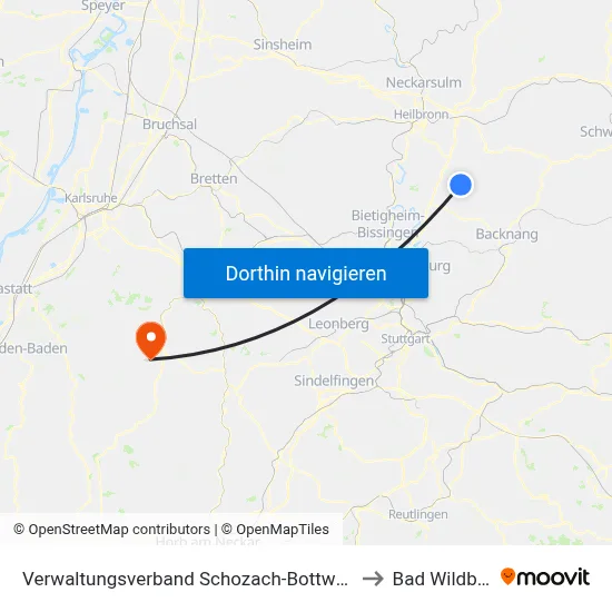 Verwaltungsverband Schozach-Bottwartal to Bad Wildbad map