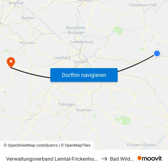Verwaltungsverband Leintal-Frickenhofer Höhe to Bad Wildbad map