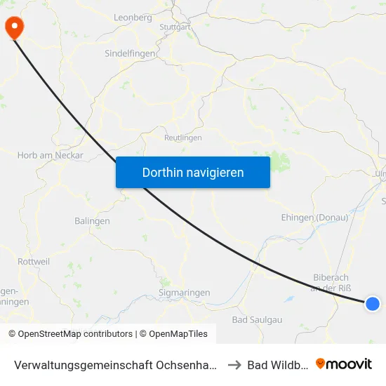 Verwaltungsgemeinschaft Ochsenhausen to Bad Wildbad map