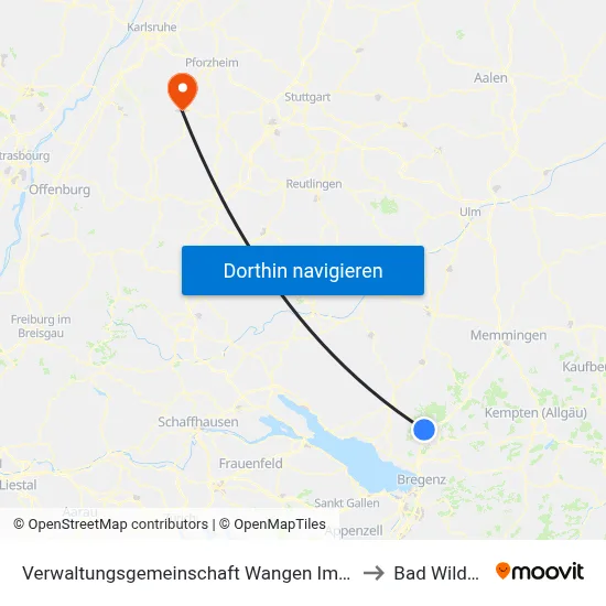 Verwaltungsgemeinschaft Wangen Im Allgäu to Bad Wildbad map