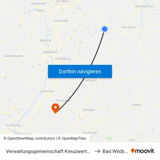Verwaltungsgemeinschaft Kreuzwertheim to Bad Wildbad map