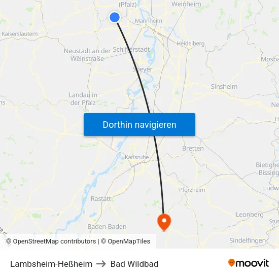 Lambsheim-Heßheim to Bad Wildbad map